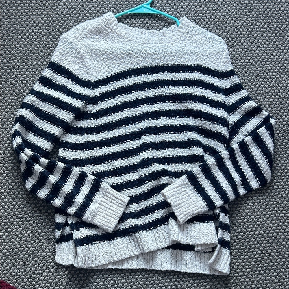 Marled Black and White Striped Sweater